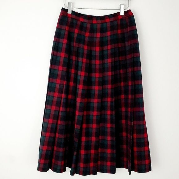 Vintage 1990's Pendelton plaid pleated skirt, red - Picture 4 of 8